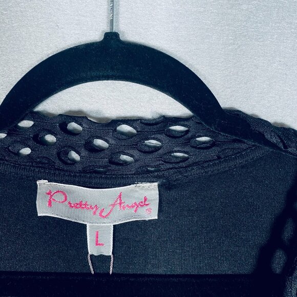 Pretty Angel Dress Womens L Black Floral Embroidered Layered Whimsy Goth Sequins - Picture 6 of 16